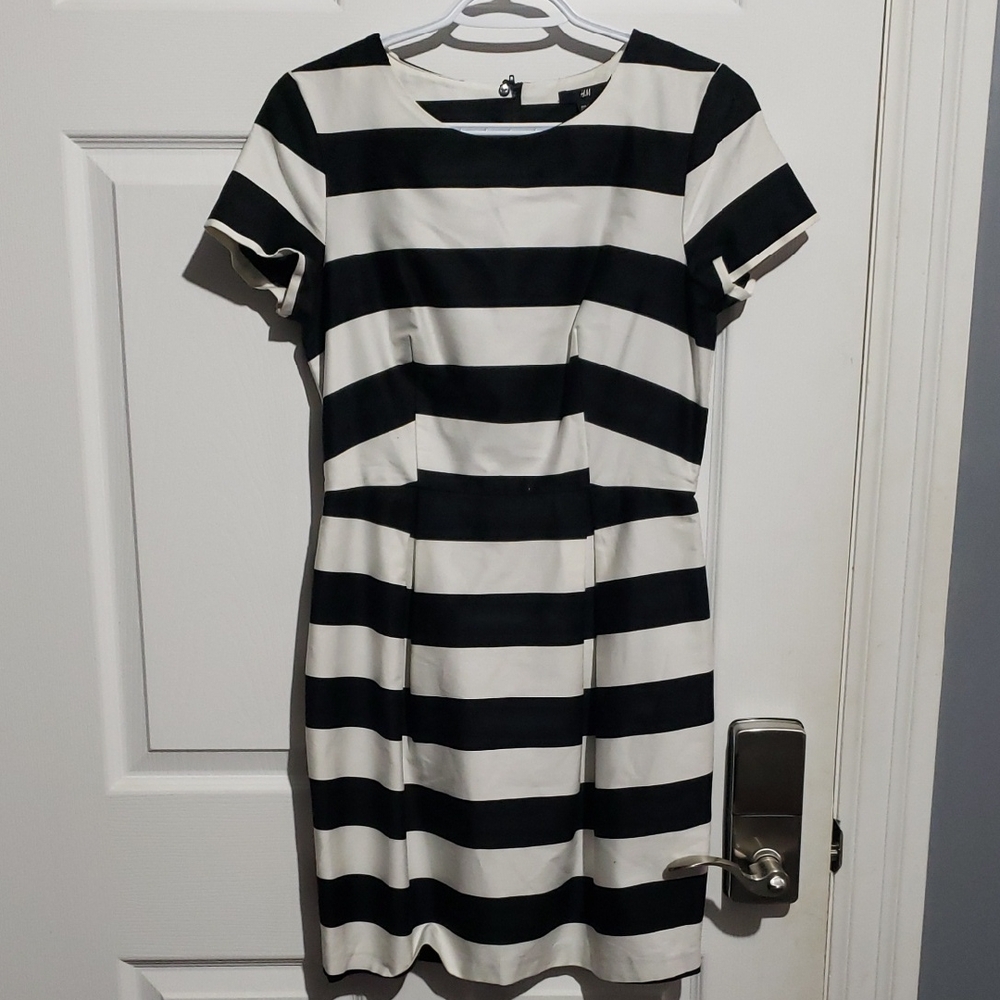 H&M Black and White Striped Dress